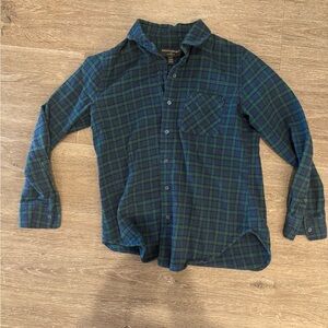 Banana Republic Navy and Green Plaid Flannel Shirt